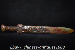 Old Chinese Hongshan Culture Han Dynasty Old Jade Figure Treasured Sword