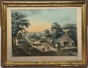 Antique Currier Ives View On Long Island New York Fanny Palmer Lithograph