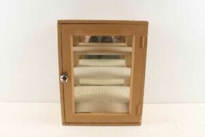 Antique Wooden Glass Medical Doctor Dentist Instrument Cabinet 15x12x8