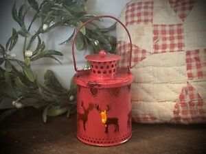 Grubby Primitive Distressed Dear Deer Heart Love Valentine S Day Candle Lantern