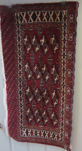 Russian Bokhara Turkmen Caucasian Torba Bagface Rug 23 X 46 Wool Vintage