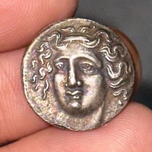 Very Old Ancient Greek Medusa Face Silver Coated Coin