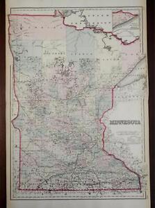 Minnesota State By Itself 1876 9 O W Gray Fine Large Hand Color Map