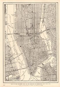 1917 Antique Manhattan Street Map Vintage New York City Map Wall Decor 1253