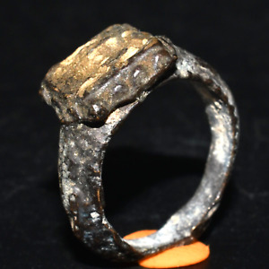 Ancient Greek Fine Mix Silver Ring With Gold Gilded Bezel Ca 3rd 1st Century Bc