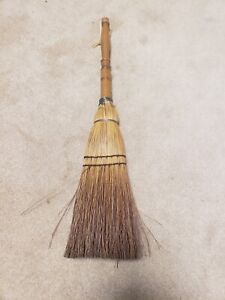 Vintage 26 Straw Hearth Whisk Broom Hand Made W Wood Handle Fireplace Broom