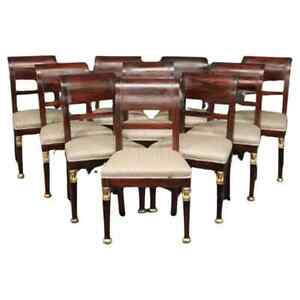 10 Antique French Empire Style Rosewood Dining Chairs Side Chairs