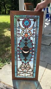 Victorian Leaded Stained Glass Jeweled Window