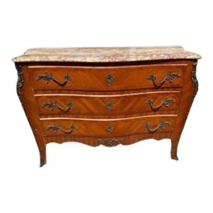Louis Xvi Style Marble Top Bombe Commode Or Chest Of Drawers