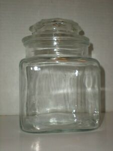 6 Large Apothecary Square Glass Vtg Canister Jar