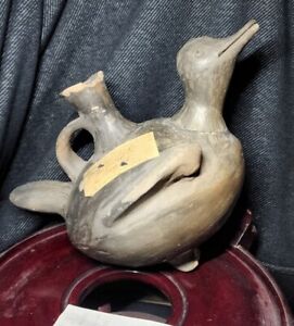 Pre Columbian Bird Form Pot Blackware S America Tribal Effigy Jar