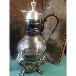 Coffee Tea Carafe And Warmer Stand Vintage Silver International Silver Co Stamp