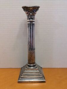 Israel Freeman Candlestick Silver Plated 10 1 8 Vintage Goth Column Shape