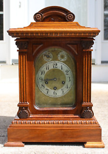 Antique Westminster Chimes Mantel Clock Germany Junghans Large And Beautiful 