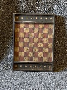 Primitive Decorative Wooden Checkerboard 9 X 6 5 X 75 