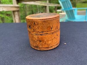 Aafa Antique Treenware Burl Maple Cannister Jar Box Circa Early 1800 S Snuff 