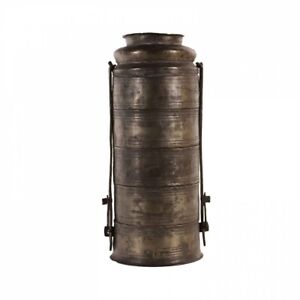 Antique Brass Chinese 5 Compartment Tower Delivery Hot Lunch Box Moble Pot