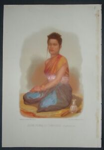 Rare 19th C Chromolithograph Young Woman From Cambodia 