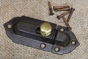 Old Cabinet Catch Cupboard Latch Brass Knob 1870 S Vintage 3 1 2 Cast Iron