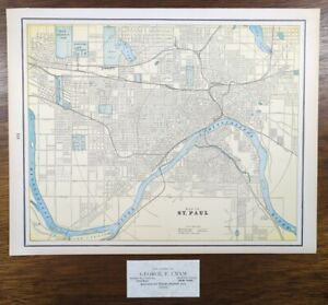 Antique 1896 St Paul Minnesota Map 14 X11 Old Antique Original Daytons Bluff