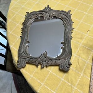 Vtg Syroco Wood Rococo Style Floral Design Oval Table Vanity Wall Mirror