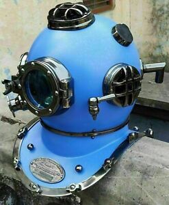 Antique Blue Diving Divers Helmet Mark V Vintage Navy Sea Deep Scuba Larp Helmet