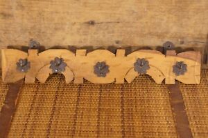 Antique Primitive Folk Art Wrought Iron Wood Coat Rack