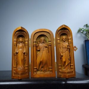 Collection Chinese Fold Boxwood Wood Carved Buddha Statues Wooden Sculpture Art