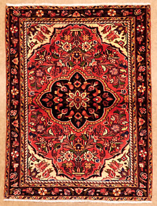 Hamedan Red Tribal Hand Knotted Wool Nomadic Oriental Area Rug 3 5 X 4 7 