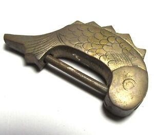 Antique Chinese Brass Lucky Carp Lock No Key