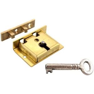 Small Brass Half Mortise Chest Or Box Lock W Skeleton Key S 8 One Key New