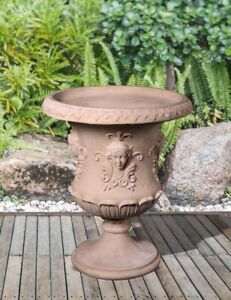 Classic Neoclassical Lady Garden Urn Planter Stone Cast Fiberglass Set Of Two 