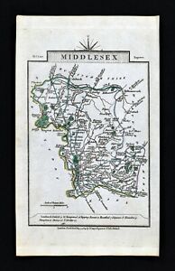 1814 John Cary Road Map Middlesex London Hampton Court Enfield Hampstead England