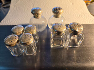 8 Vintage Sterling Silver Glass Salt Pepper Shakers