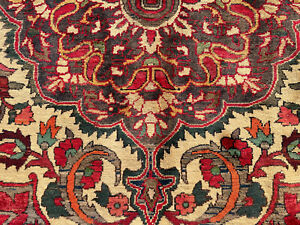 Antique Oriental Rug Hand Knotted Wool Heriz Big Red Handmade Vintage 10x13 9x13