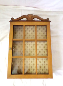 Vintage French Provincial Cherry Hanging Display Cabinet With Crown Glass