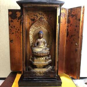 Amida Nyorai Buddha Amitabha Statue With Zushi 20 4 Inch 19th C Japanese Antique