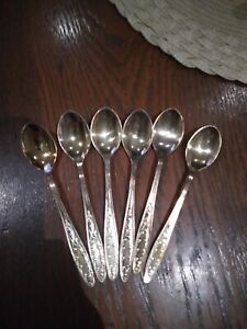 6 Vintage Russian Ussr Melchior Silver And Gold Plated Tea Spoons 1940