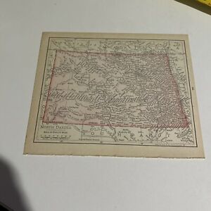Rand Mcnally Co Antique 1900 Map Of North Dakota 7x6