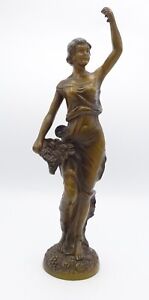 Antique Art Deco Painted Spelter Figurine Woman