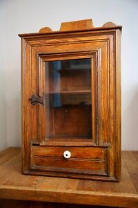 Antique Medical Cabinet Apothecary Wood Drawer Medicine Bathroom Display Case