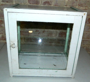 Antique Display Cabinet Wood Oak Medical Case Glass Countertop Cabinet