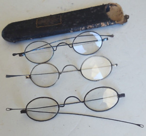 3 Pairs Civil War Era Eyeglasses Spectacles One Case From York Pa