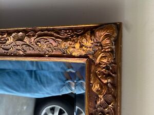 52 Year Old Gold Antique Mirror With Beveled Wooden Frame
