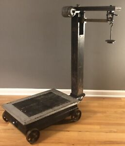 Antique Industrial Simplex Platform Scale With Counterweights