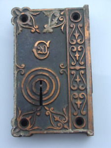 Antique Vintage Brass Tone C20 Rim Lock Ornate Door Lock Jail Prison Flat Key