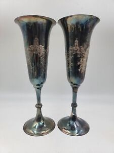 Wine Goblets Long Stem Enraved Handmade International Silver Company India