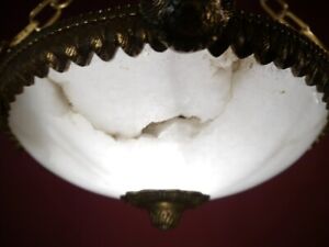 Chandelier White Alabaster Bowl Empire Brass French Old Lamp 7 Light 20 