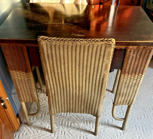 Lloyd Loom Vintage Wicker Desk And Chair Heywood Wakefield With Label