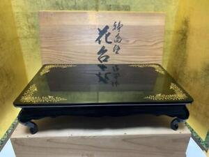 Japanese Wood Flower Stand Bonsai Vase Table 21 6 X 12 5 Inch Wajima Lacquer